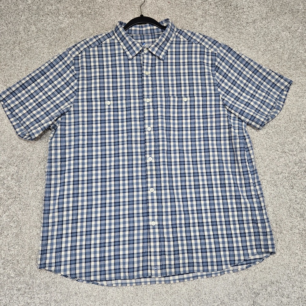 Vineyard Vines On-The-Go Performance Seersucker Blue s/s button up Shirt Mens XL